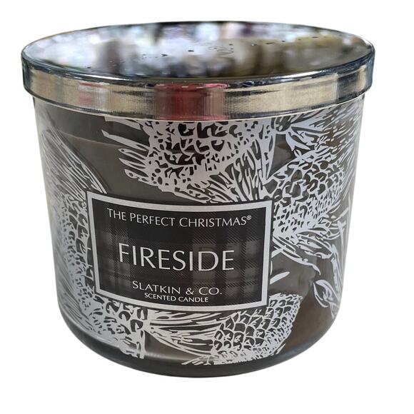 Slatkin & Co Scented Candle Fireside 3 Wick Jar With Lid New Without Box - Picture 1 of 5